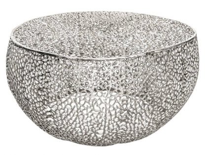 Designerski stolik kawowy leaf / srebrny 80 cm