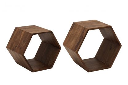Drewniana komoda hexagon w kształcie sześciokąta (zestaw 2 szt.)
