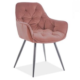 krzesło tapicerowane nowoczesne - metalowe nogi - cherry matt antyczny róż/czarny