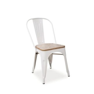 krzesło metalowe klasyczne - mono orzech biały