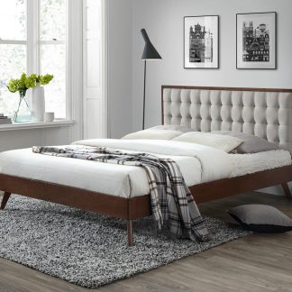 łóżko skandynawskie tapicerowane tkaniną z wezgłowiem - 160 x 200 cm - lomi