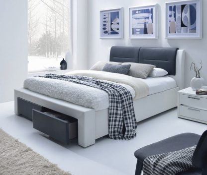 łóżko z wezgłowiem i szufladami - 120 x 200 cm - cassandra 3