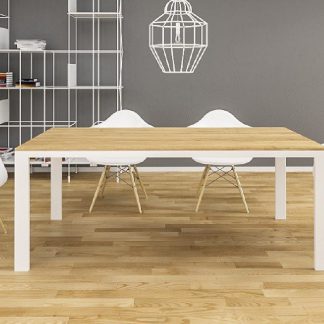 stół klasyczny z metalowymi nogami i drewnianym blatem - porto