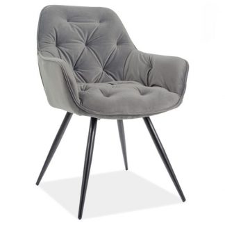 krzesło tapicerowane nowoczesne - metalowe nogi - cherry matt szary/czarny