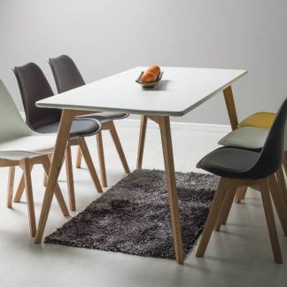 stół w stylu skandynawskim z mdf i drewna - biały - 90 x 160 x 75 cm - adele 160