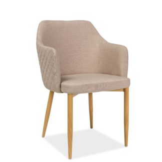 krzesło tapicerowane tkaniną z drewnianymi nogami - astor bezowe