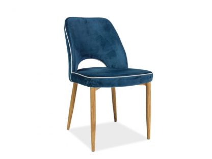 krzesło tapicerowane aksamitną tkaniną - drewniane nogi - mariam
