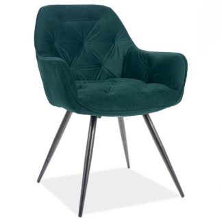 krzesło tapicerowane nowoczesne - metalowe nogi - cherry matt zielony/czarny