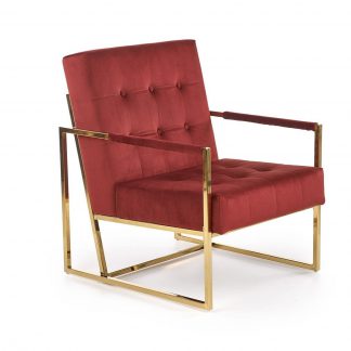 fotel nowoczesny tapicerowany - velvet - metalowe nogi - prius bordowy