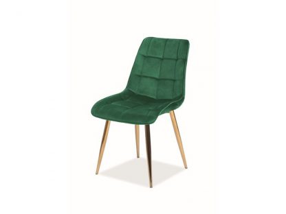 krzesło tapicerowane nowoczesne - metalowe nogi - chic złoty/zielony