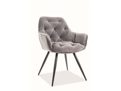 krzesło tapicerowane nowoczesne - metalowe nogi - cherry czarny/szary
