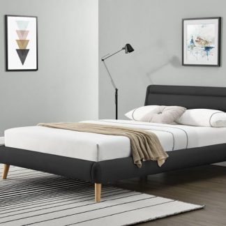 łóżko tapicerowane tkaniną z wezgłowiem - 140 x 200 cm - elanda