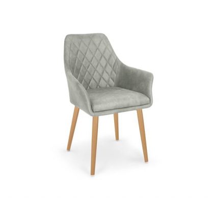 krzesło tapicerowane tkaniną - drewniane nogi - pikowane oparcie - k2874