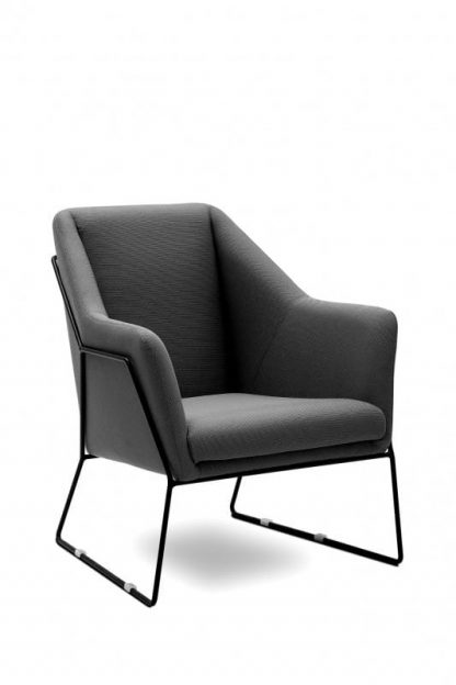 fotel nowoczesny tapicerowany tkaniną z metalowymi nogami - szary - vienna