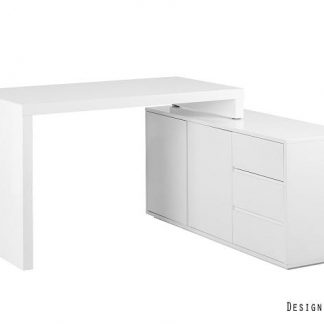biurko narożne nowoczesne białe z szafkami - novita