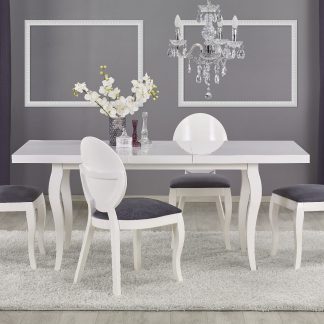 stół klasyczny rozkładany z mdf - biały - 140/180 cm - mozart