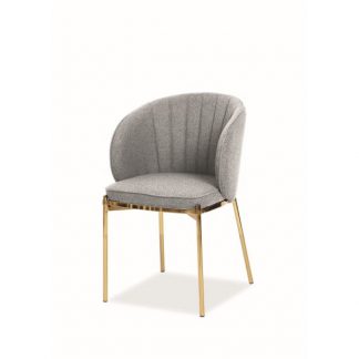 krzesło tapicerowane nowoczesne - metalowe nogi - prado złoty/szary