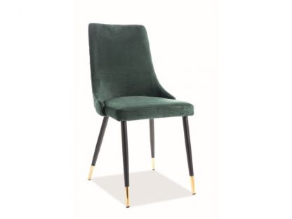 krzesło tapicerowane nowoczesne - metalowe nogi - piano czarny/zielony