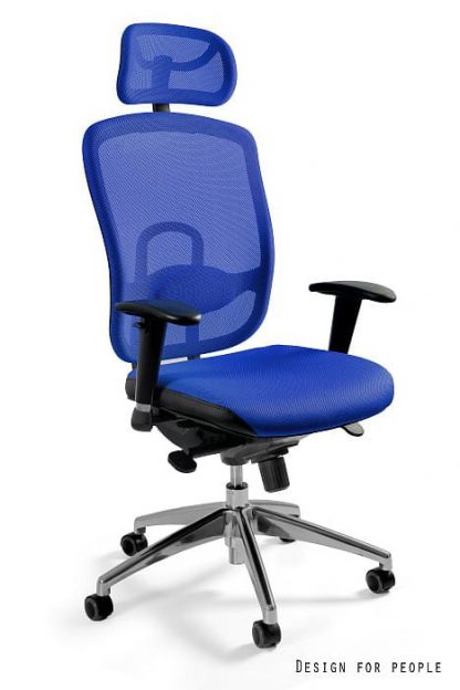 fotel obrotowy ergonomiczny - regulacja wysokości - regulowane podłokietniki - vip niebieski