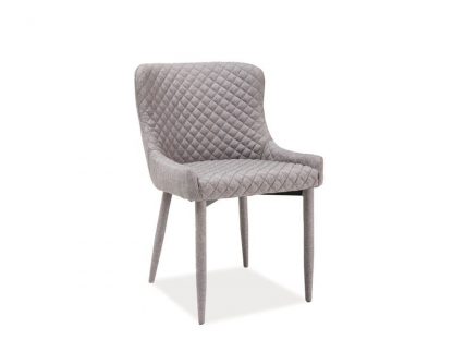 krzesło nowoczesne tapicerowane tkaniną - pikowane - szare - lino