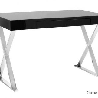 nowoczesne biurko z szufladą czarne - chromowane nogi - wind czarne