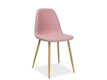 krzesło skandyawskie z drewnianymi nogami - ekoskóra - lea rozowe