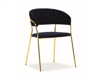 krzesło tapicerowane nowoczesne - metalowe nogi - lira złoty/granatowy