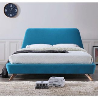 łóżko tapiecrowane z wezgłowiem - turkusowe - 160 x 200 cm - ivy