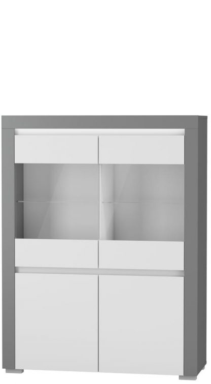 witryna nowoczesna niska - biały mat/antracyt mat - 106 x 140 cm - alabama
