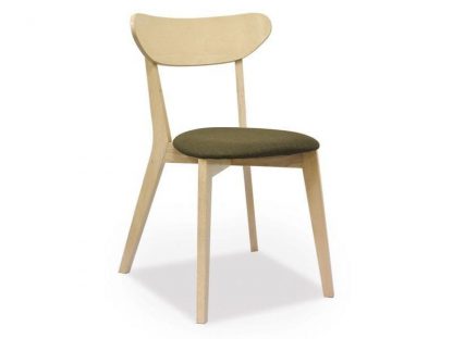 krzesło drewniane tapicerowane klasyczne - dąb bielony - 48 x 43 x 77 cm - riva