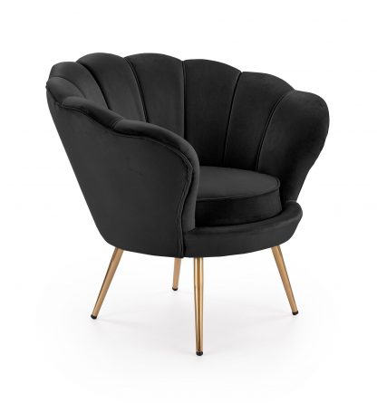 fotel nowoczesny tapicerowany - velvet - metalowe nogi - amorino czarny