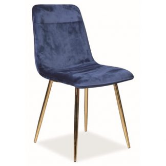 krzesło tapicerowane nowoczesne - metalowe nogi - eros złoty/granatowy