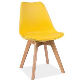krzesło stylowe z polipropylenu i ekoskóry - 49 x 41 x 83 cm - carmel yellow