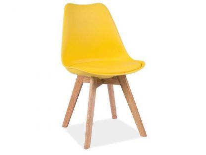 krzesło stylowe z polipropylenu i ekoskóry - 49 x 41 x 83 cm - carmel yellow