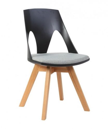 krzesło skandynawskie z tapicerowanym siedziskiem - drewniane nogi - bergen