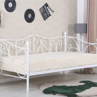 łóżko nowoczesne pojednyncze - konstrukcja stalowa - białe - sumatra