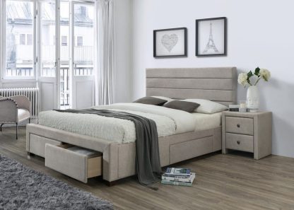 łóżko nowoczesne tapicerowane tkaniną z szufladami - 160 x 200 cm - kayleon