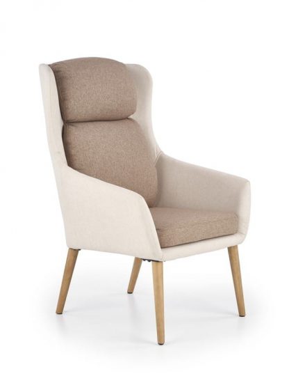 fotel nowoczesny tapicerowany - drewniane nogi - purio