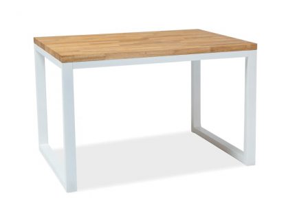stół nowoczesny z drewna dębowego - podstawa metal - 150 cm - sargo viii biały