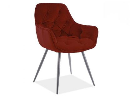 krzesło tapicerowane nowoczesne - metalowe nogi - cherry matt bordowy/czarny