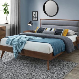 łóżko skandynawskie tapicerowane tkaniną z wezgłowiem - 160 x 200 cm - versi