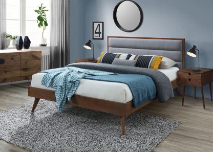 łóżko skandynawskie tapicerowane tkaniną z wezgłowiem - 160 x 200 cm - versi