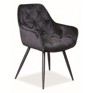 krzesło tapicerowane nowoczesne - metalowe nogi - cherry czarny/czarny