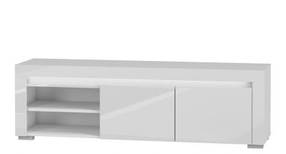 szafka rtv nowoczesna - biały połysk - 152 cm - alaska