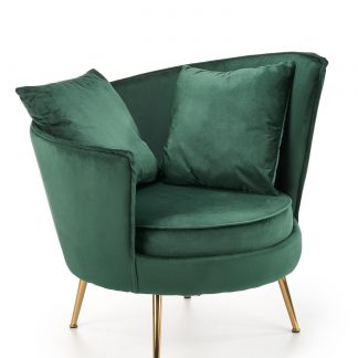 fotel nowoczesny - tkanina velvet - styl glamour - butelkowa zieleń - metalowe nogi - dalmona 3