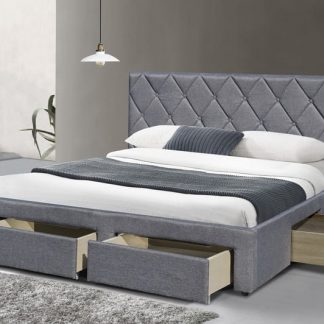 łóżko tapicerowane z pikowaniami i szufladami - betina