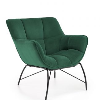 fotel nowoczesny - tkanina velvet - metalowe nogi - ciekawy design - nolbet zielony