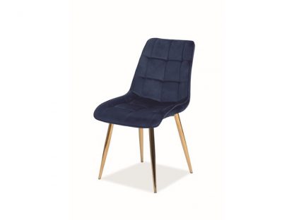 krzesło tapicerowane nowoczesne - metalowe nogi - chic złoty/granatowy