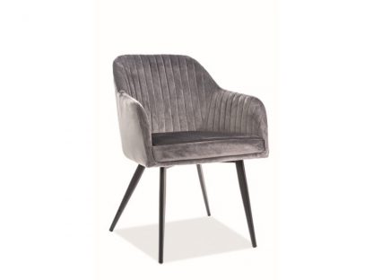 krzesło tapicerowane nowoczesne - metalowe nogi - elina czarny/szary