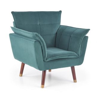 fotel nowoczesny tapicerowany tkaniną - pikowany - drewniane nogi - rezzo 2